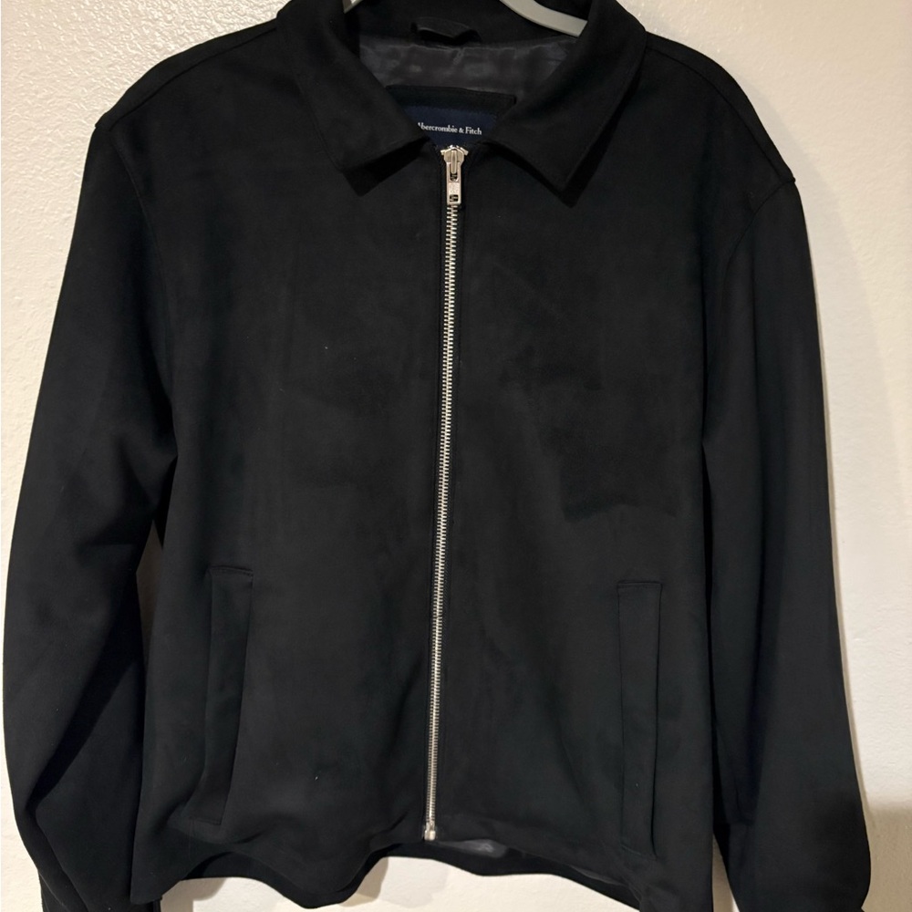 Abercrombie & Fitch Cropped Vegan Suede Zip Shirt Jacket